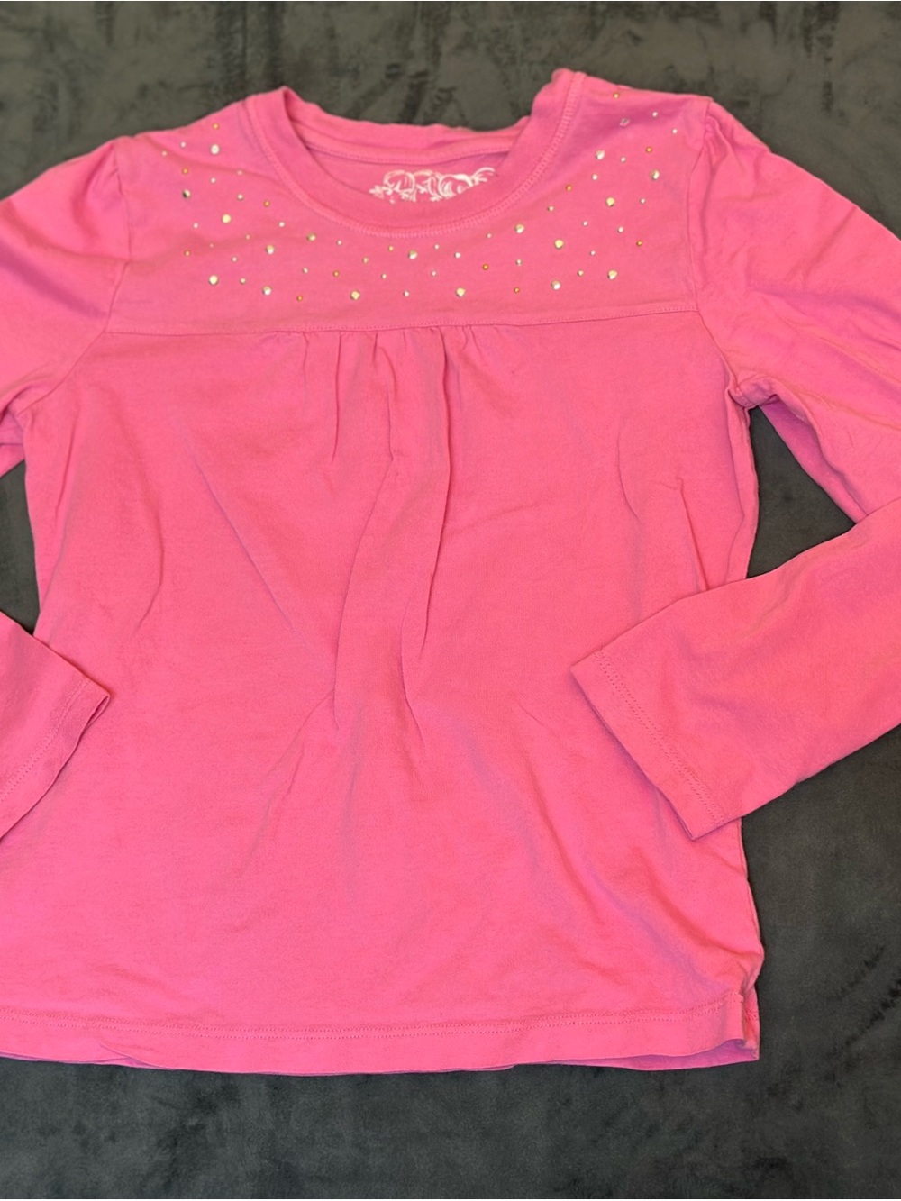 The Children's Place Pink Long Sleeve Top with Rhinestone Yoke